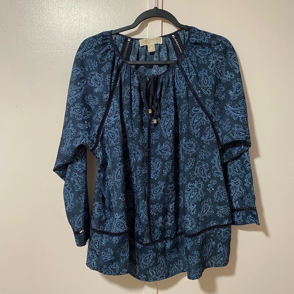 Michael kors Women's Blue Paisley Top
